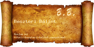 Beszteri Bálint névjegykártya
